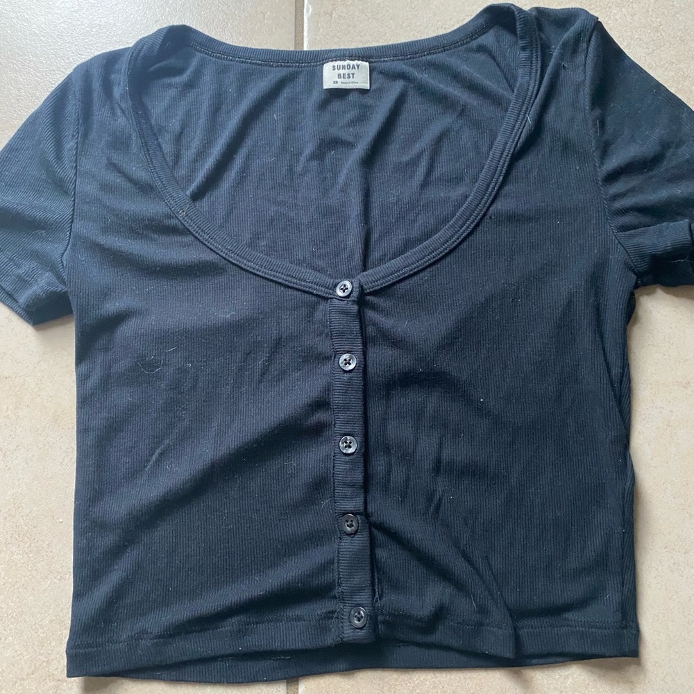 Aritzia black button top